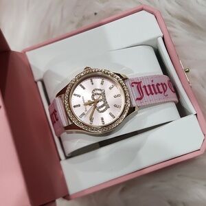 Juicy Couture  Crystal  Rose Gold Toned watch Pink Bezel & Wristband New In Box